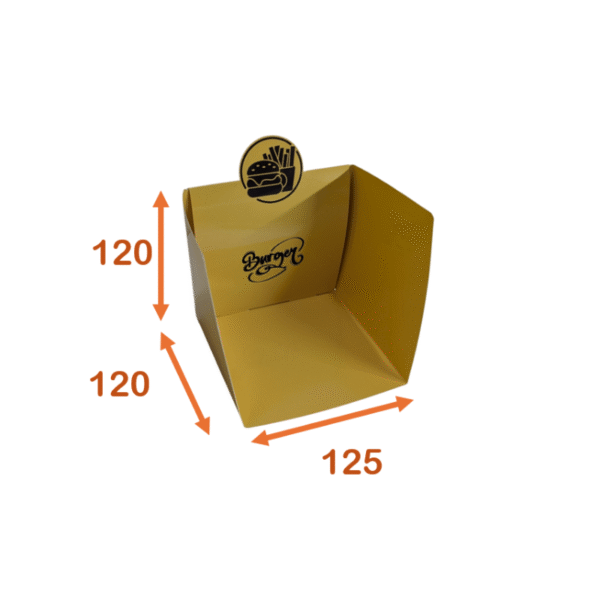 foldable food truck box for burgers and fries with printed logo and customizable dimensions
