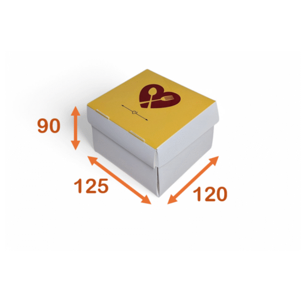 Cubic food takeaway box with logo – Full customizable – dimensions 125x120x90 mm
