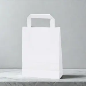 Paper bag - Flat handle - White 220x100x290 mm - Pack of 375 pcs