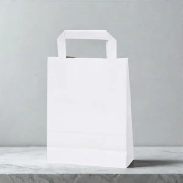Paper bag - Flat handle - White 220x100x290 mm - Pack of 375 pcs