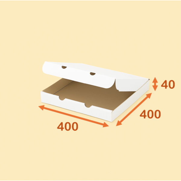 White Pizza box 40 cm Square Corner - Pack of 100 pcs - Image 4