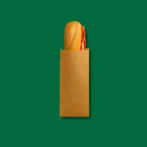 Food Paper bag 110+40x290 mm, Brown kraft - Pack of 500 pcs