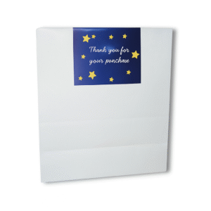 Rectangular adhesive label with printed logo